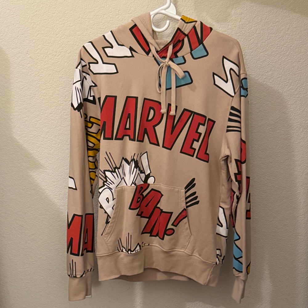 Marvel Comic Burst Hoodie with Red and Blue Accents